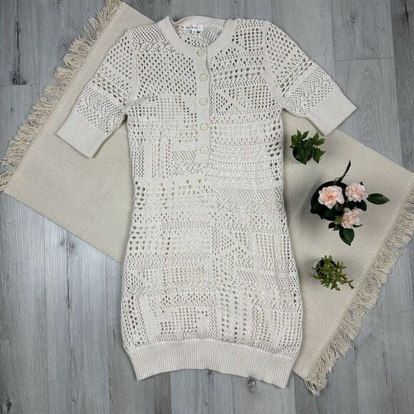 A.L.C. Dresses & Skirts - A.L.C. Corinne Mini Dress Crochet Knit Size M Off White Cream Ivory READ